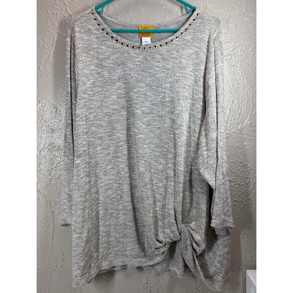 Ruby Rd‎ Womens Hazel Twisted Front Sweater 3/4 Sleeve Embellished Size 2X - Picture 1 of 5
